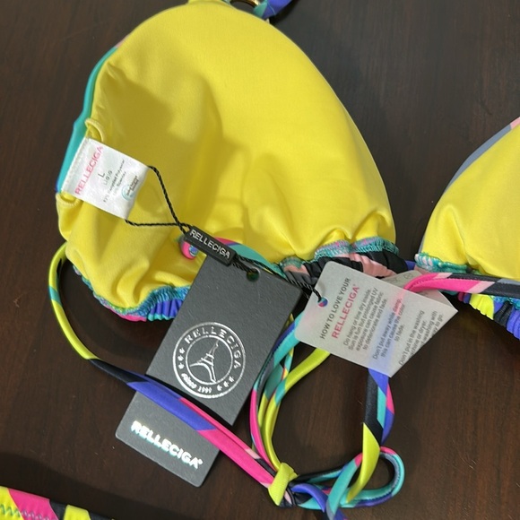 RELLECIGA Women's Cheeky Bikini Bottom Push up Triangle Bikini Swimsuit Neon - Picture 9 of 15